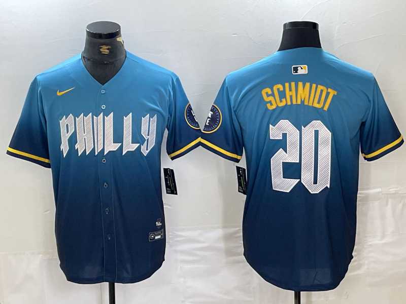Men%27s Philadelphia Phillies #20 Mike Schmidt Blue 2024 City Cool Base Jersey